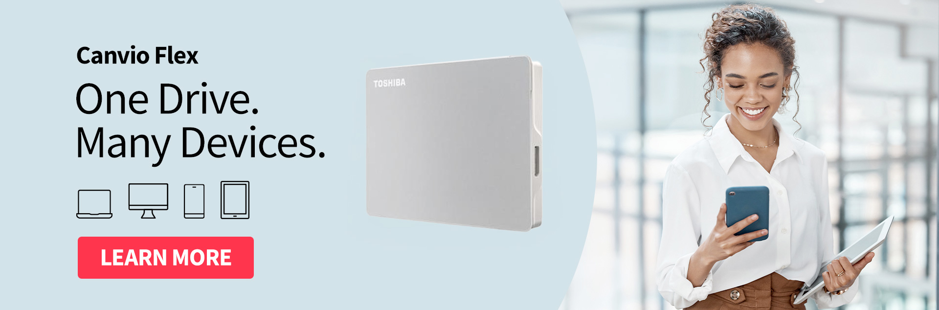 Image of Canvio Flex Banner One Drive. Many Devices.